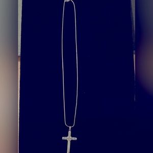 Vintage Sterling & Quartz crystal cross and sterling necklace